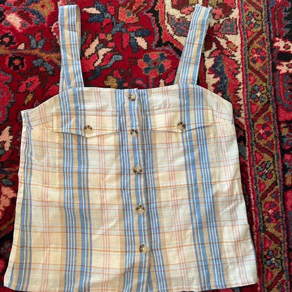 Sezane Plaid Cotton/Linen Samuel Tank Size 40, Medium
